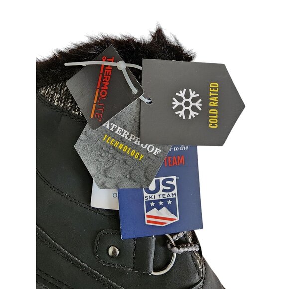 Khombu Kerigan Thermolite Cold Rated Waterproof Faux Fur Trim Lace Up Boots Sz 6 - Picture 9 of 12